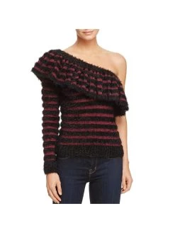 Buy 😀 WAYF Johnie 👩 Womens One-Shoulder Ruffle Pullover Sweater 🥰