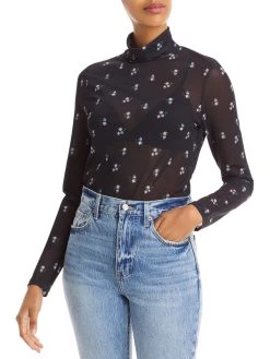 Wholesale 👍 WAYF 👩 Womens Mesh Floral Turtleneck Top 😉