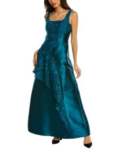 Wholesale 🤩 women Kay Unger Sleeveless Paloma Ruffle Gown 🤩