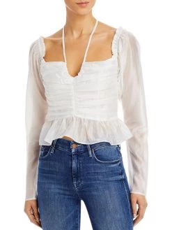 Buy 👍 WAYF Uptown 👩 Womens Rouched Shutter Pleat Halter Top 🥰