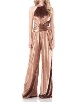 Best reviews of ⭐ Kay Unger Isadora 👩 Womens Velvet Mock Neck Jumpsuit 🌟