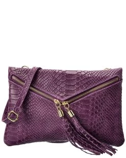 Best Sale 🎁 women Italian Leather Croc-Embossed Clutch 😉