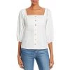 Hot Sale 🧨 WAYF Aberdine 👩 Womens Button Down Square Neck Peasant Top 🎁