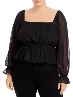 Flash Sale 🎁 WAYF Plus 👩 Womens Square Neck Ruffled Cropped 🛒