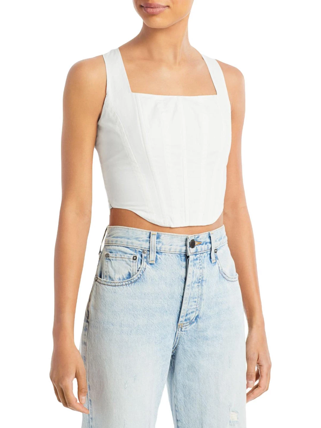 Hot Sale 😀 WAYF Amberly 👩 Womens Square Neck Short Crop Top 😉 1 Hot Sale 😀 WAYF Amberly 👩 Womens Square Neck Short Crop Top 😉