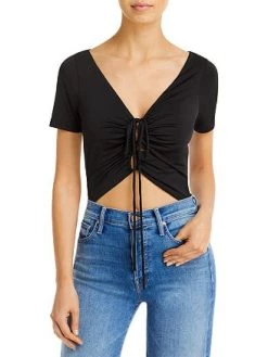 New 🥰 WAYF 👩 Womens Cut-Out Tie Front Bodysuit 🔔