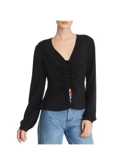 Outlet โจ WAYF Douglas ๐ฉ Womens Tie Front V-Neck Blouse ๐