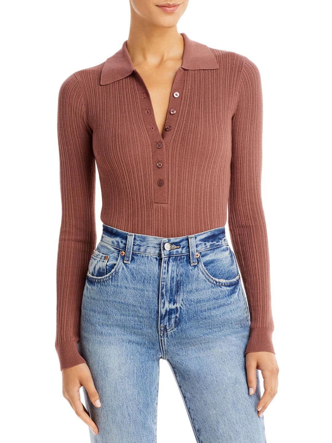 New 👍 WAYF Dresdyn 👩 Womens Polo Ribbed Bodysuit 🔔 1 New 👍 WAYF Dresdyn 👩 Womens Polo Ribbed Bodysuit 🔔