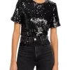 Cheap 🧨 WAYF La Dame 👩 Womens Sequined Padded Shoulder T-Shirt ❤️