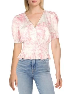 Deals ❤️ WAYF 👩 Womens V-Neck Smocked Waist Top 👏
