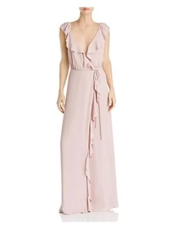 Hot Sale 🎉 WAYF Elise 👩 Womens Ruffled Open Back Wrap 👗 Dress 👍