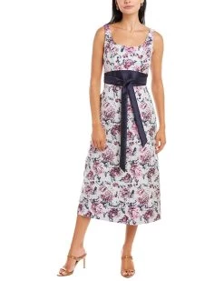 Deals 😉 women Kay Unger Jacquard Midi 👗 Dress 👏